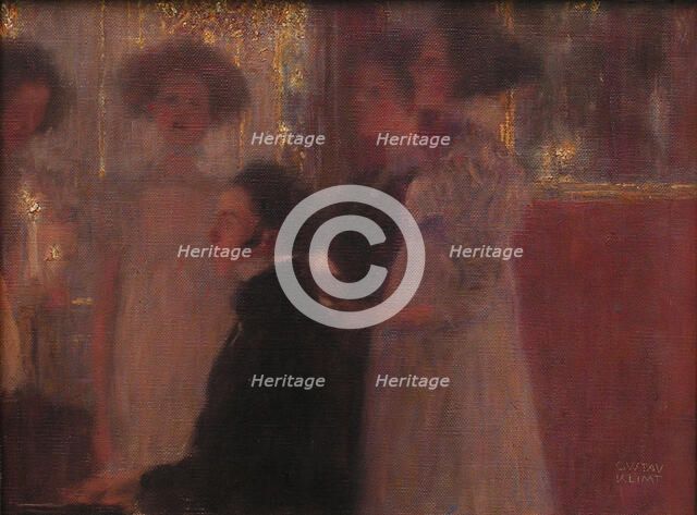Schubert at the piano (Sketch), 1896. Creator: Klimt, Gustav (1862-1918).