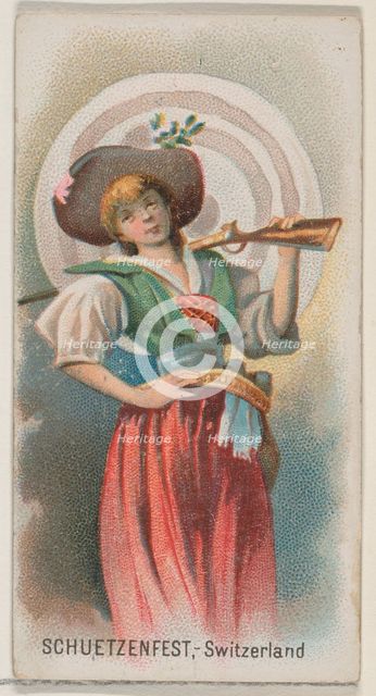 Schuetzenfest, Switzerland, from the Holidays series (N80) for Duke brand cigarettes, 1890., 1890. Creator: George S. Harris & Sons.