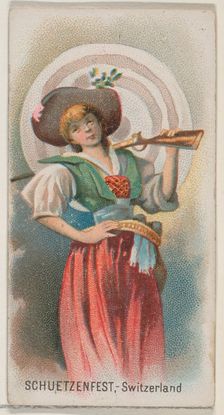 Schuetzenfest, Switzerland, from the Holidays series (N80) for Duke brand cigarettes, 1890., 1890. Creator: George S. Harris & Sons