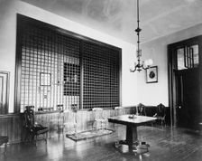 Scientific(?) instrument on table in room at Georgetown Visitation...Washington DC c1890 - 1910. Creator: Frances Benjamin Johnston