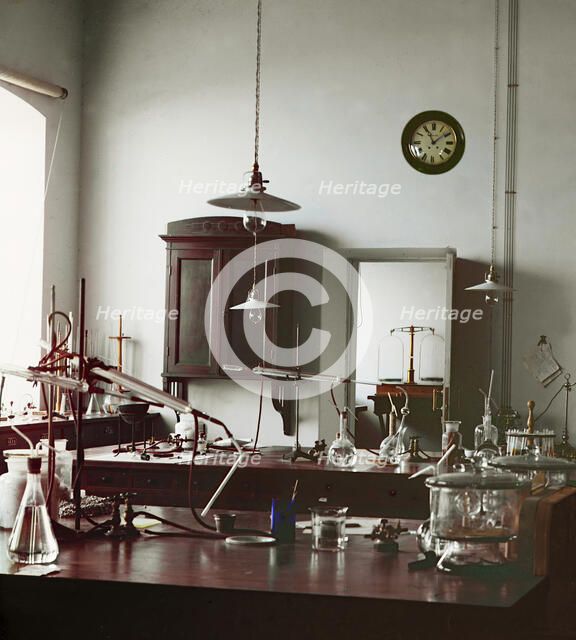 Scientific laboratory, between 1905 and 1915. Creator: Sergey Mikhaylovich Prokudin-Gorsky.