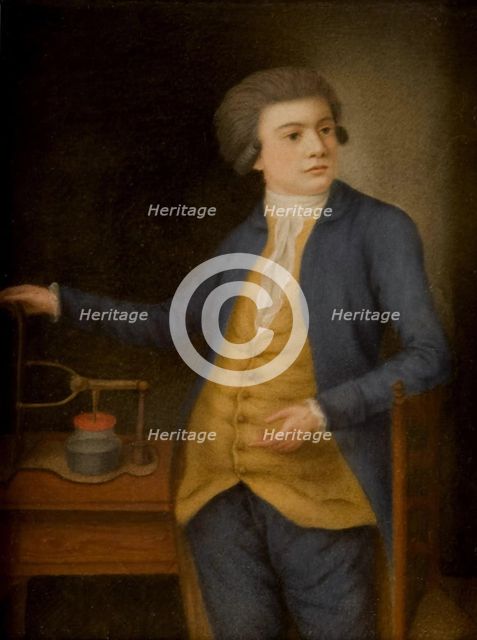 Scientist with an electrical instrument, 1780s. Artist: Anonymous  