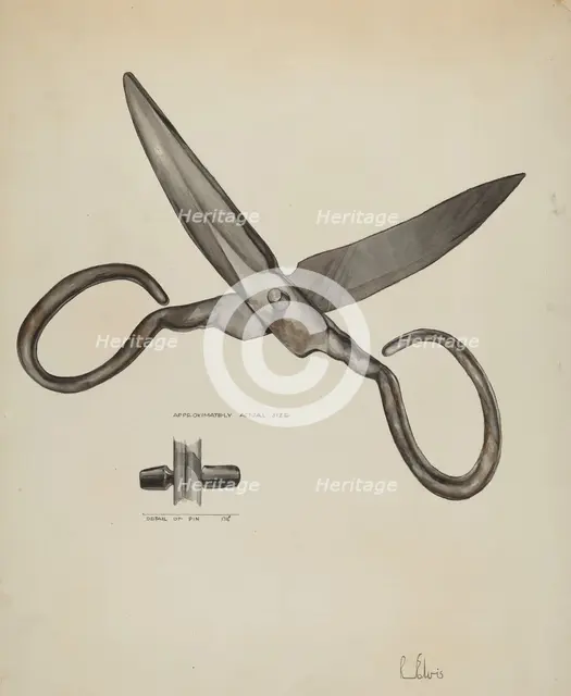 Scissors, c. 1936. Creator: Roberta Elvis.