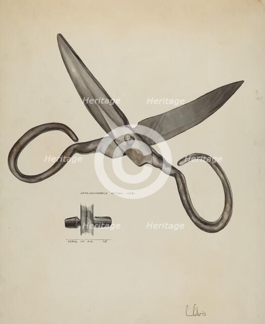 Scissors, c. 1936. Creator: Roberta Elvis.
