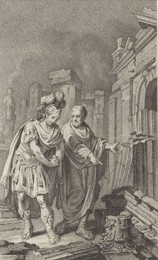 Scipio Aemilianus before the ruins of Carthage in the company of Polybius, 1797. Creator: Buys, Jacobus (1724-1801)