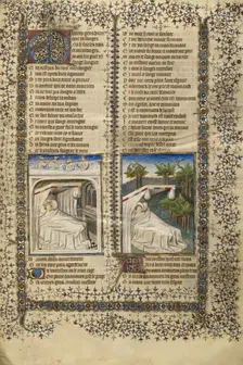 Scipio Lying in Bed Dreaming; Guillaume de Lorris Lying in Bed Dreaming, about 1405. Creators: Unknown, Guillaume de Lorris