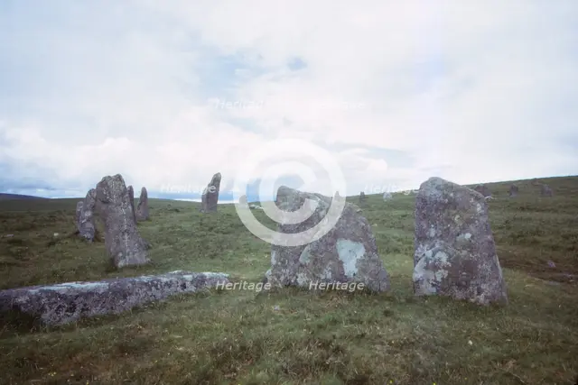 Scorhill Stone Circle, Dartmoor, Devon, 20th century. Artist: CM Dixon.
