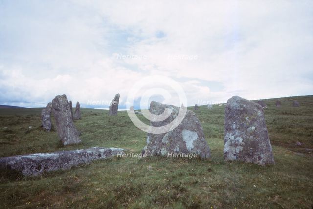 Scorhill Stone Circle, Dartmoor, Devon, 20th century. Artist: CM Dixon.