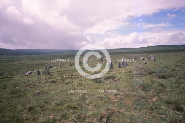 Scorhill Stone Circle, Dartmoor, Devon, 20th century. Artist: CM Dixon.