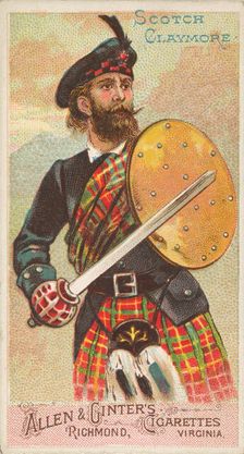 Scotch Claymore, from the Arms of All Nations series (N3) for Allen & Ginter Cigarettes Br..., 1887. Creator: Allen & Ginter