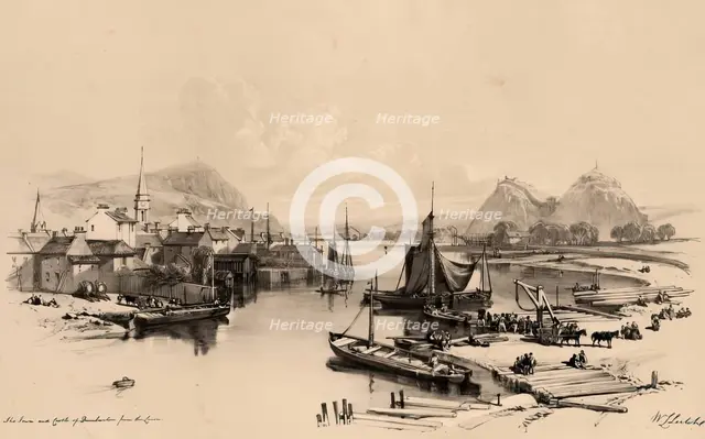Scotland Delineated-The Town and Castle of Dumbarton from the Leven, 1847. Creator: James Duffield Harding.