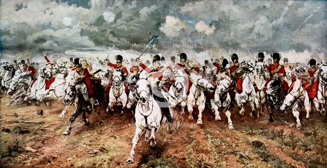 'Scotland for Ever'; the charge of the Scots Greys at Waterloo, 18 June 1815. Artist: Unknown