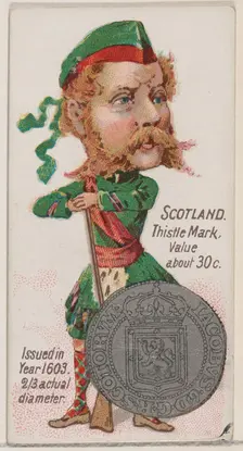 Scotland, Thistle Mark, from the series Coins of All Nations (N72, variation 1) for Duke b..., 1889. Creator: Unknown