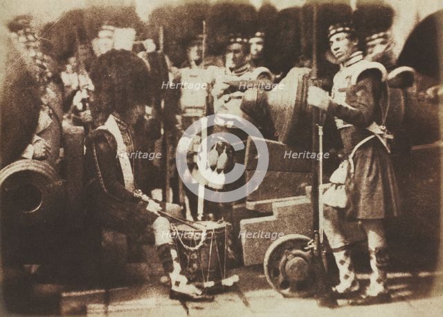 Scots Guards at Edinburgh Castle, 1846. Creator: David Octavius Hill (British, 1802-1870); Robert Adamson (British, 1821-1848), and.