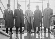 Scott, Kieber, Zacker, Lush, and Merkel on boat deck, 1910. Creator: Bain News Service