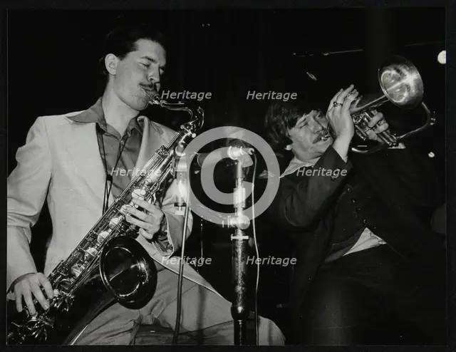 Scott Hamilton and Warren Vache playing live at the Pizza Express, London, 1979. Creator: Denis Williams.