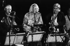 Scott Hamilton, Kathy Stobart, Tony Coe, Brecon Jazz Festival, 1996. Creator: Brian Foskett
