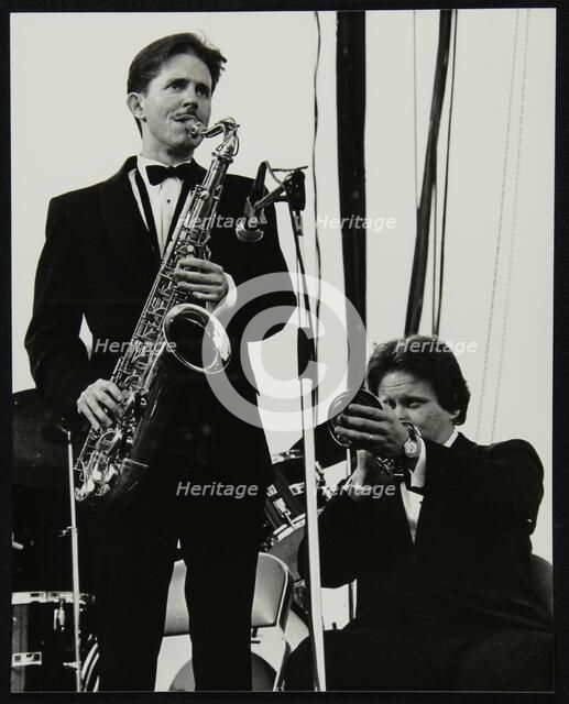 Scott Hamilton (tenor saxophone and Warren Vache (trumpet) at Knebworth, Hertfordshire, 1982. Artist: Denis Williams
