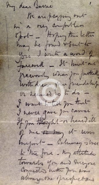 Scott's last letter from the Antarctic, 1912. Creator: Robert Falcon Scott.