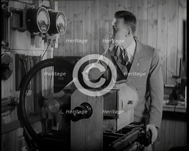 Scottish Engineer and Television Innovator John Logie Baird Testing Television Trans..., 1920s. Creator: British Pathe Ltd.