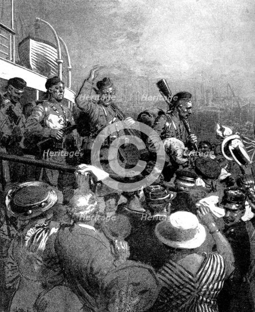 Scottish Highlanders of the British Expeditionary Force at Boulogne, France, First World War, 1914. Artist: Unknown