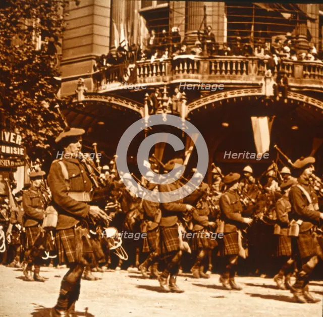 Scottish soldiers, 14 July 1919. Artist: Unknown.