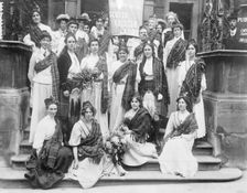 Scottish suffragettes welcoming Mary Phillips on her release from Holloway Gaol, August 1908