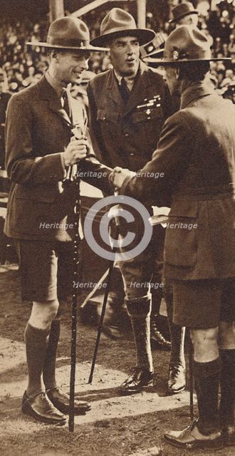 'Scout's Handshake' - Rally at Adelaide, 1927 (1937). Artist: Unknown.