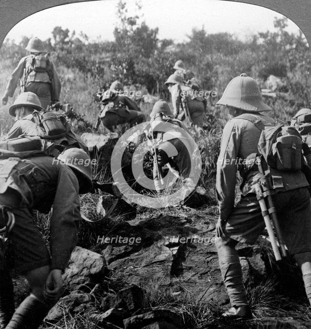 Scouts making their way through the forests of East Africa, World War I, 1914-1918.Artist: Realistic Travels Publishers
