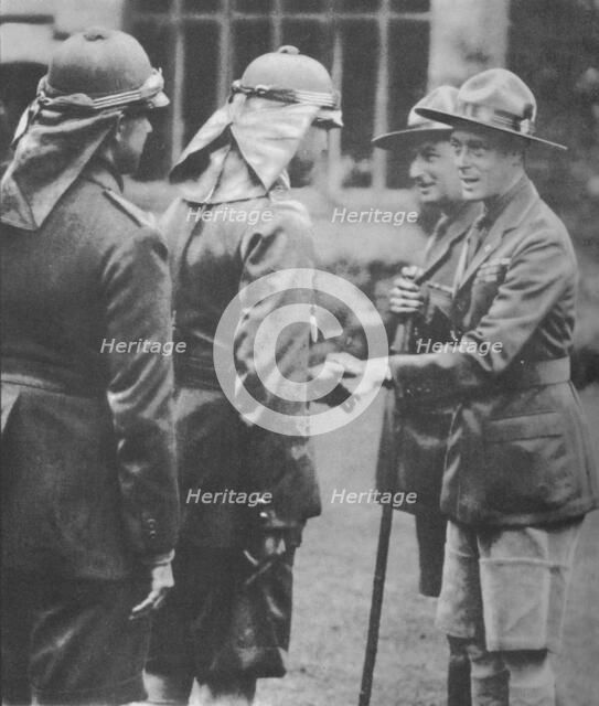 Scouts welcomed by the Prince of Wales at the jamboree at Arrowe Park, Birkenhead, 1929 (1936). Artist: Unknown.