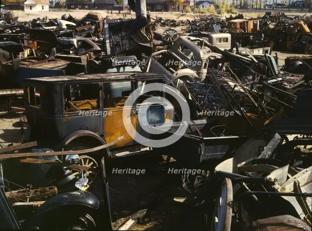 Scrap and salvage depot, Butte, Mont., 1942. Creator: Russell Lee.