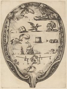 Screen Depicting the Italian Rebus of Fortune. Creator: Stefano della Bella