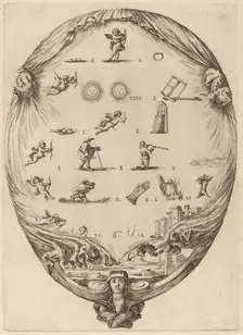 Screen Depicting the Italian Rebus of Love. Creator: Stefano della Bella