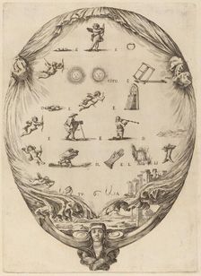 Screen Depicting the Italian Rebus of Love. Creator: Stefano della Bella