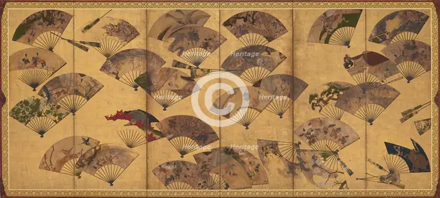 Screen with Scattered Fans, Edo period, early 17th century. Creator: Sôtatsu.