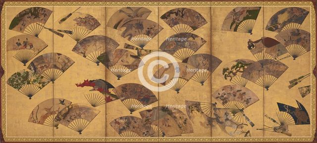 Screen with Scattered Fans, Edo period, early 17th century. Creator: Sôtatsu.