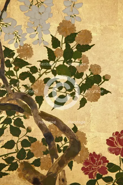 Screen with spring and summer flowers, 1st half of the 18th century. Creator: Watanabe Shiko.