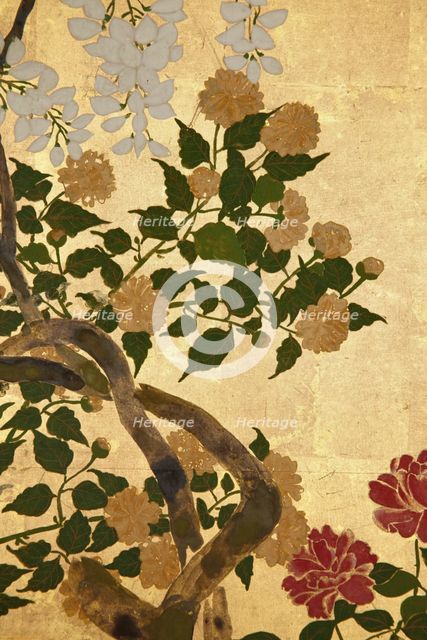Screen with spring and summer flowers, 1st half of the 18th century. Creator: Watanabe Shiko.