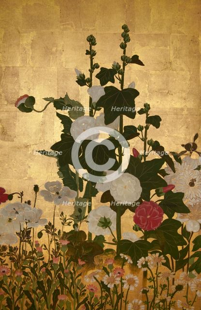 Screen with spring and summer flowers, 1st half of the 18th century. Creator: Watanabe Shiko.