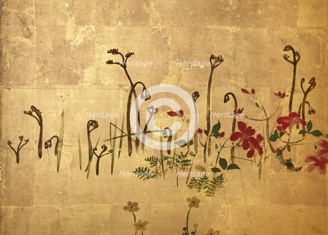Screen with spring and summer flowers, 1st half of the 18th century. Creator: Watanabe Shiko.
