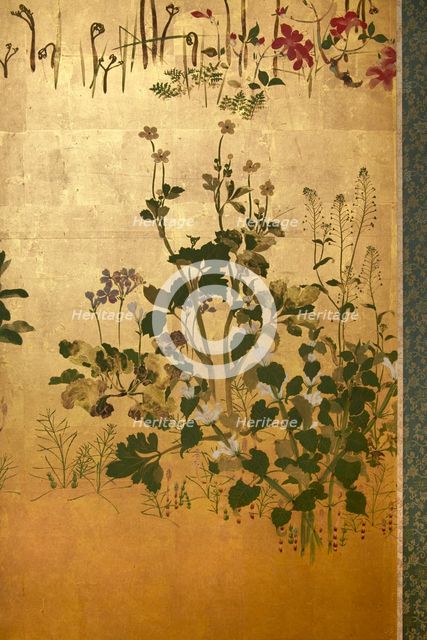Screen with spring and summer flowers, 1st half of the 18th century. Creator: Watanabe Shiko.