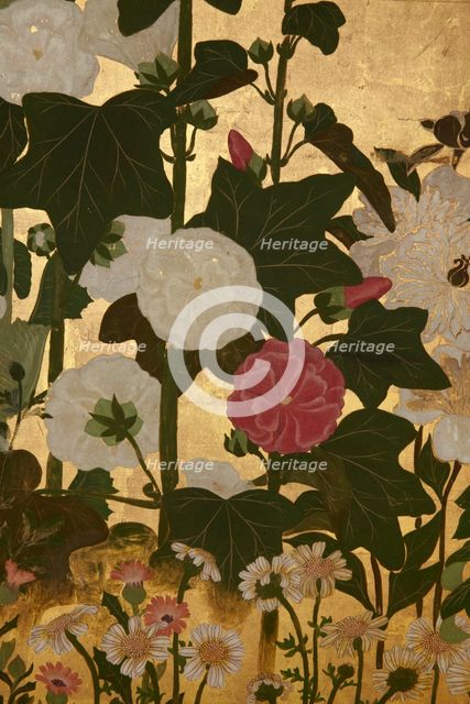 Screen with spring and summer flowers, 1st half of the 18th century. Creator: Watanabe Shiko.