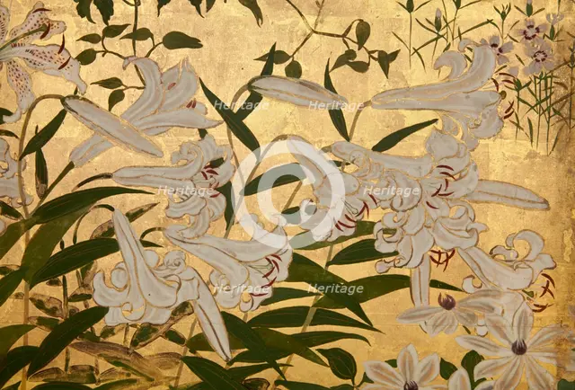 Screen with spring and summer flowers, 1st half of the 18th century. Creator: Watanabe Shiko.