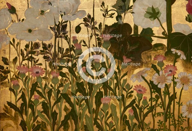 Screen with spring and summer flowers, 1st half of the 18th century. Creator: Watanabe Shiko.
