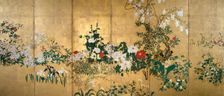 Screen with spring and summer flowers, 1st half of the 18th century. Creator: Watanabe Shiko