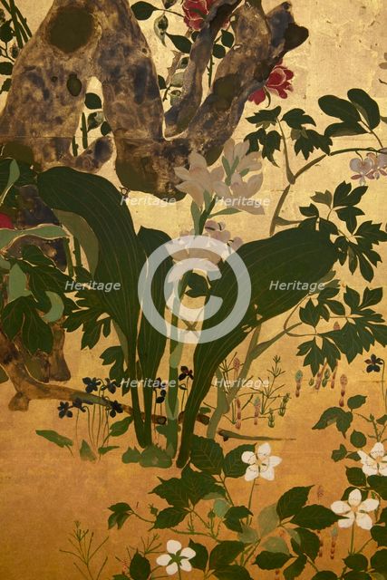 Screen with spring and summer flowers, 1st half of the 18th century. Creator: Watanabe Shiko.