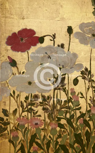 Screen with spring and summer flowers, 1st half of the 18th century. Creator: Watanabe Shiko.