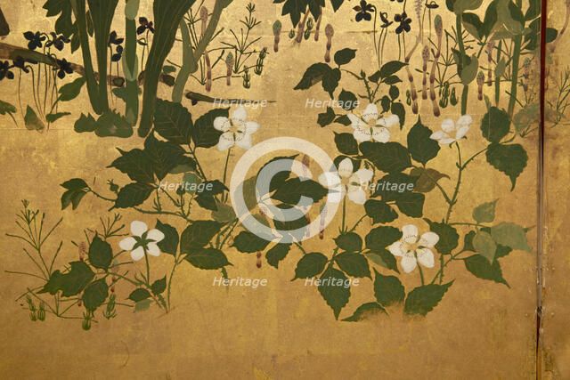 Screen with spring and summer flowers, 1st half of the 18th century. Creator: Watanabe Shiko.