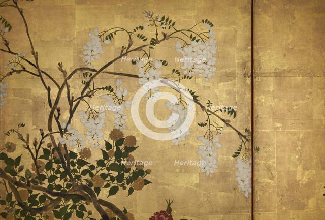 Screen with spring and summer flowers, 1st half of the 18th century. Creator: Watanabe Shiko.