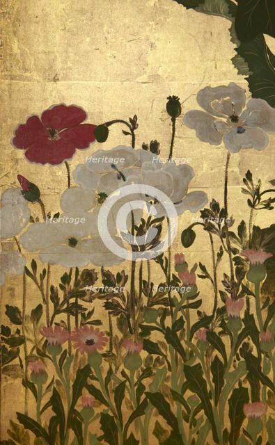 Screen with spring and summer flowers, 1st half of the 18th century. Creator: Watanabe Shiko.